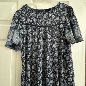 Blouse Navy by Lucky Brand tie back size L